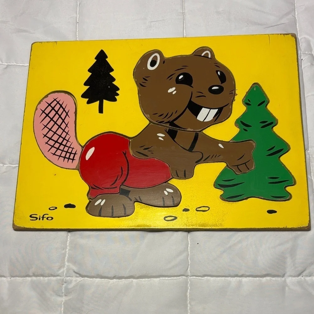 Vintage Sifo Happy Beaver 7 Piece Puzzle